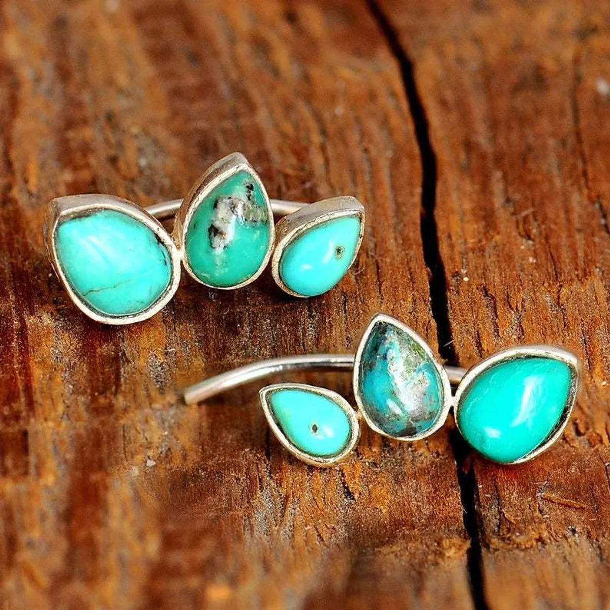 Bohemian Turquoise Earrings Simple Reptile Water Drop Natural Stone Stud Earrings