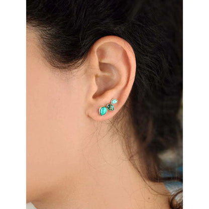 Bohemian Turquoise Earrings Simple Reptile Water Drop Natural Stone Stud Earrings