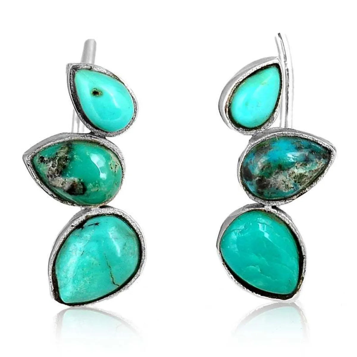 Bohemian Turquoise Earrings Simple Reptile Water Drop Natural Stone Stud Earrings