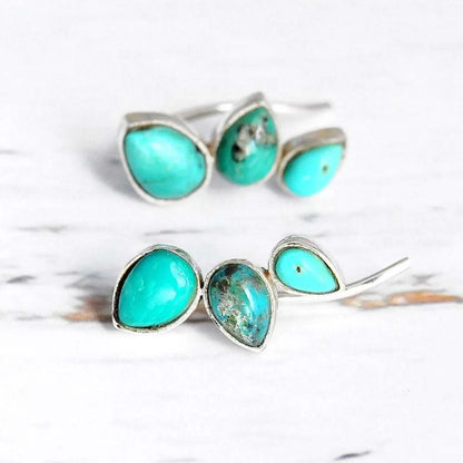 Bohemian Turquoise Earrings Simple Reptile Water Drop Natural Stone Stud Earrings