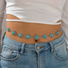 Bohemian Vintage Inlaid Turquoise Metal Waist Chain Body Chain Accessories For Women