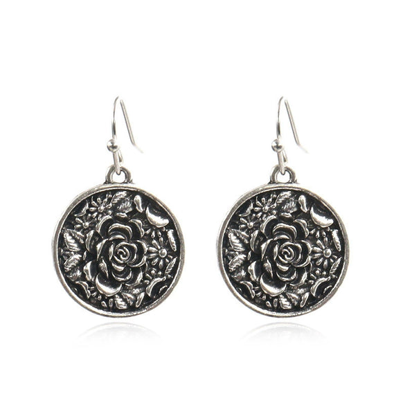 Bohemian Vintage Leaf Drop Shape Handmade Rice Bead Woven Alloy Earrings With Electroplating