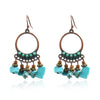 Bohemian Vintage Leaf Drop Shape Handmade Rice Bead Woven Alloy Earrings With Electroplating