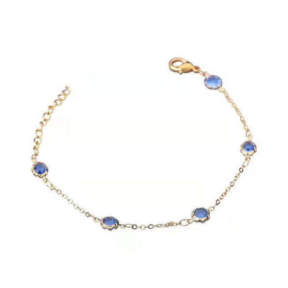 Bohemian Women’s Ankle Chain Alloy Geometric Design With Blue Crystal Elegant Simple All Match Foot Jewelry