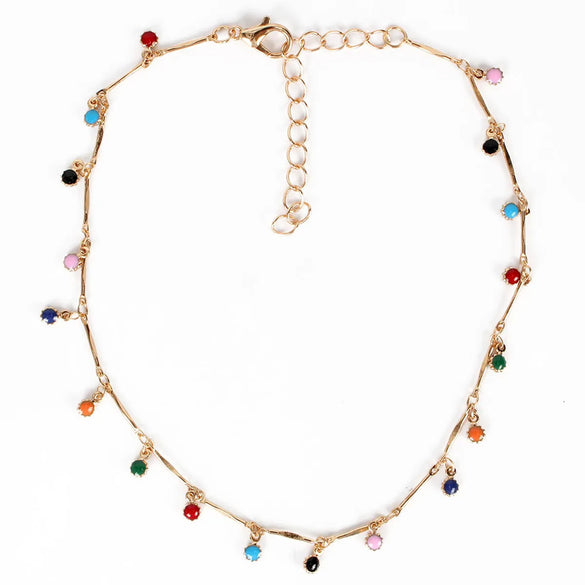 Boho Color Small Water Droplets Clavicle Chain Fashion Simple Color Necklace Wholesale Gooddiy