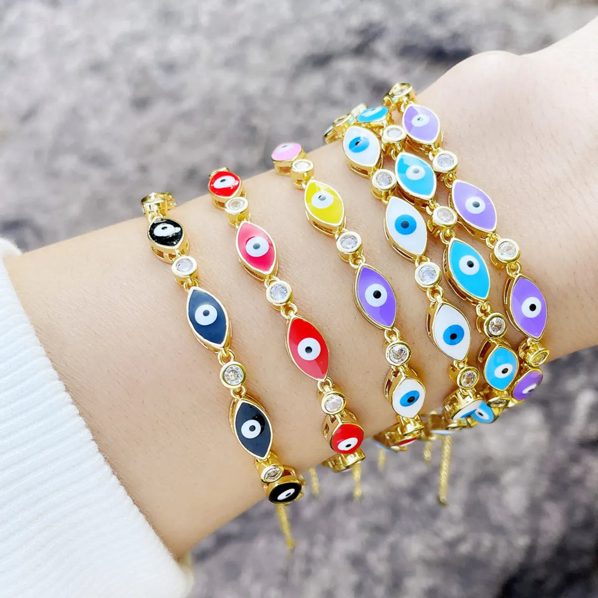 Boho Style Evil Eye Bracelet Color Dripping Eye Copper Bracelet Female Wholesale