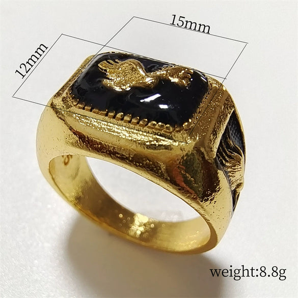 Bold Alloy Eagle Ring With Black Oil Finish Electroplated Animal Style Unisex Statement Jewelry