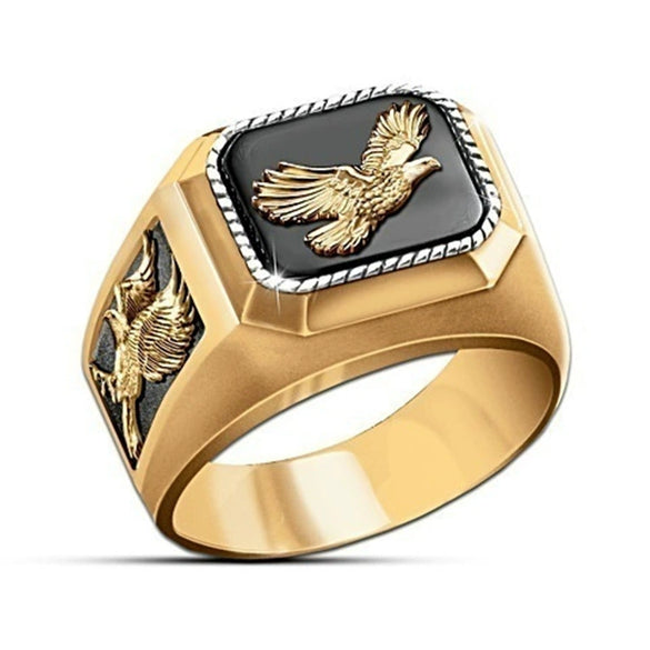 Bold Alloy Eagle Ring With Black Oil Finish Electroplated Animal Style Unisex Statement Jewelry