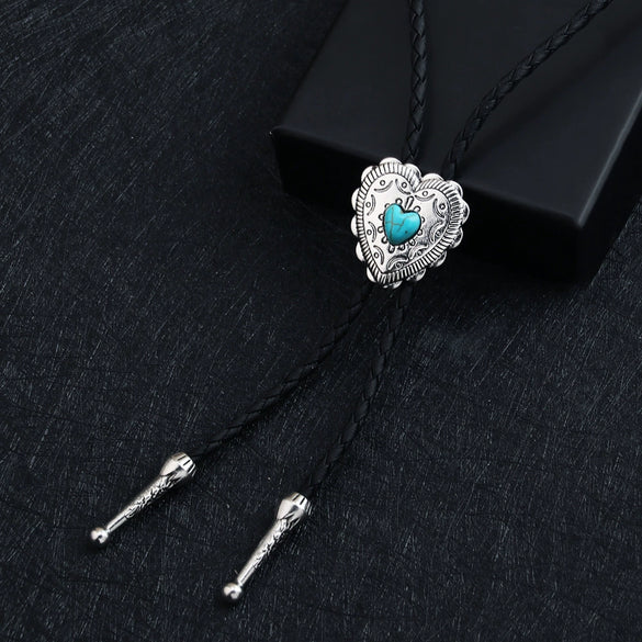 Bolo Tie Denim Leather Rope Alloy Pendant With Geometric Style And Electroplating Treatment