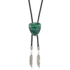 Bolo Tie Necklace Turquoise Plastic Resin Alloy Geometric Vintage Inlaid With Crystal