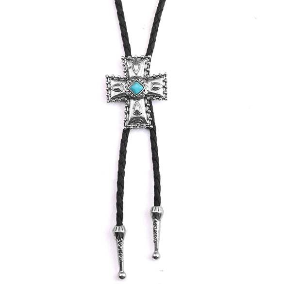 Bolo Tie Pendant Necklace Alloy Leather Rope Geometric Punk Fashion Electroplating