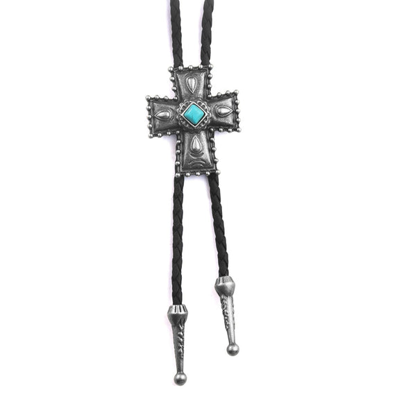 Bolo Tie Pendant Necklace Alloy Leather Rope Geometric Punk Fashion Electroplating