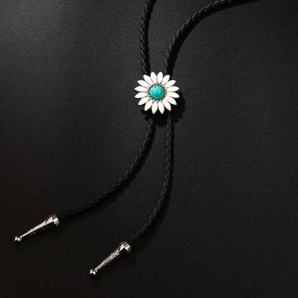 Bolo Tie Polo Tie Retro Style Alloy Wool Chain With Flower Pattern And Electroplating Process Inlaid With Artificial And Semiprecious Gemstones Unisex