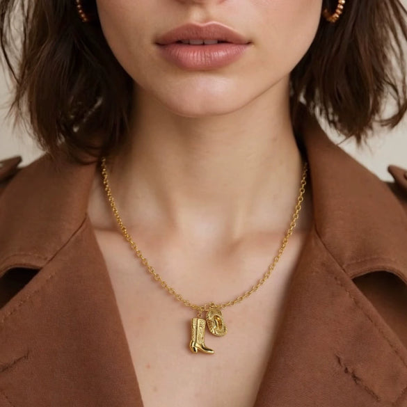 Boots Pendant Necklace Stainless Steel Geometric Electroplated For Women