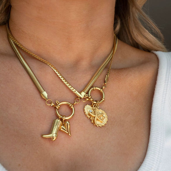 Boots Pendant Titanium Steel Heart Shape Vacuum Plated 18K Gold Color