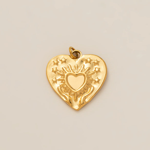 Boots Pendant Titanium Steel Heart Shape Vacuum Plated 18K Gold Color