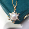 Boutique Craft Zircon Natural Freshwater Pearl Necklace With Stars Pendant And Copper Chain