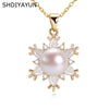 Boutique Craft Zircon Natural Freshwater Pearl Necklace With Stars Pendant And Copper Chain
