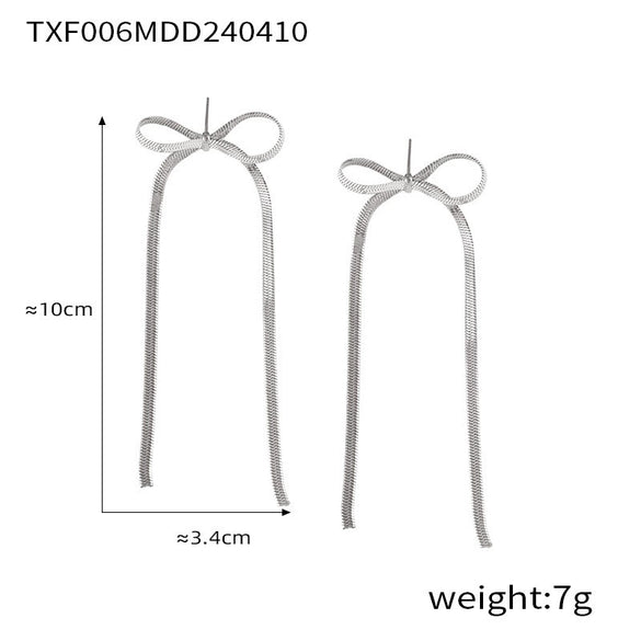 Bow Earring Jewelry Set For Women Metal Titanium Steel Electroplated Design