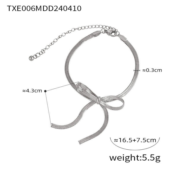 Bow Earring Jewelry Set For Women Metal Titanium Steel Electroplated Design