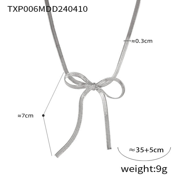 Bow Earring Jewelry Set For Women Metal Titanium Steel Electroplated Design