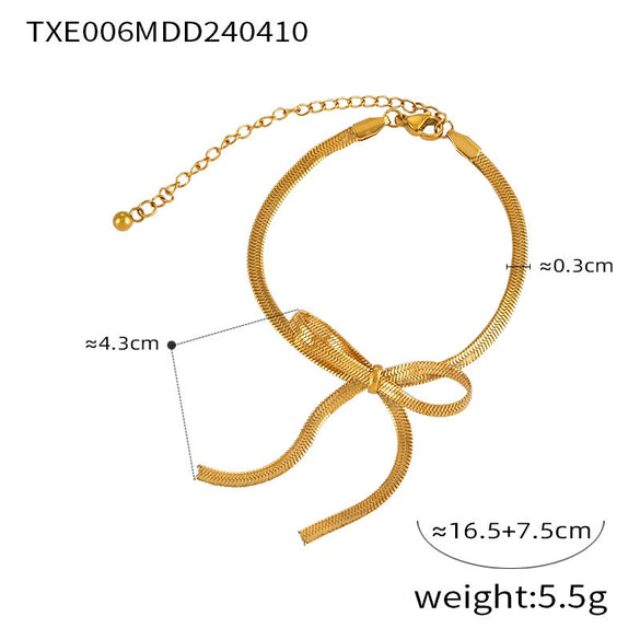 Bow Earring Jewelry Set For Women Metal Titanium Steel Electroplated Design