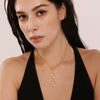 Bow Earrings And Tassel Freshwater Pearl Necklace In Stainless Steel With 18K True Gold Plated Electroplating For Women