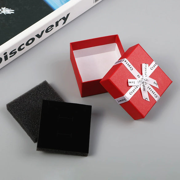 Bow Jewelry Packaging Box Leather Paper Cardboard Packaging For Rings
