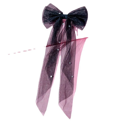 Bow Knot Gauze Pearl Bowknot Hair Clip