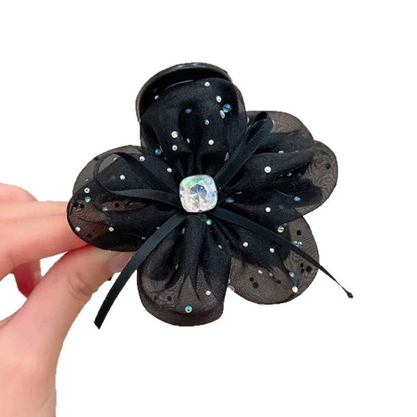 Bow Mesh Ribbon Flower Handmade Hairpin For Women Shark Clip Ponytail Clip Hair Accessories