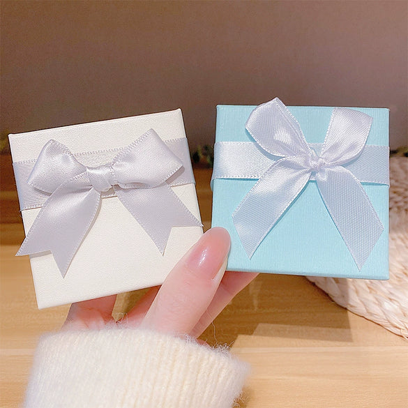 Bow Portable Jewelry Box For Earrings And Necklaces Plastic Resin Solid Color