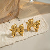 Bow Shaped Stainless Steel Earrings And Rings With Electroplating Niche Light Luxury High End Princess Style Non Fading Jewelry For Women