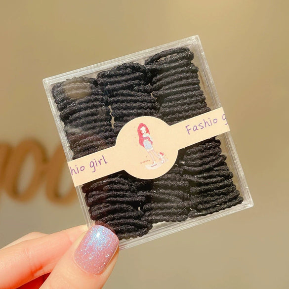 Boxed Children’s Seamless Rubber Band Hair Ties Candy Color Geometric Handmade High Stretch Baby Hair Rings