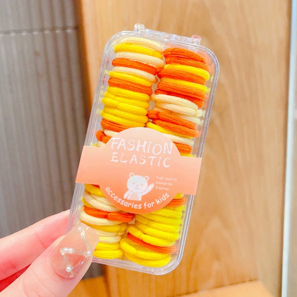 Boxed Children’s Seamless Rubber Band Hair Ties Candy Color Geometric Handmade High Stretch Baby Hair Rings