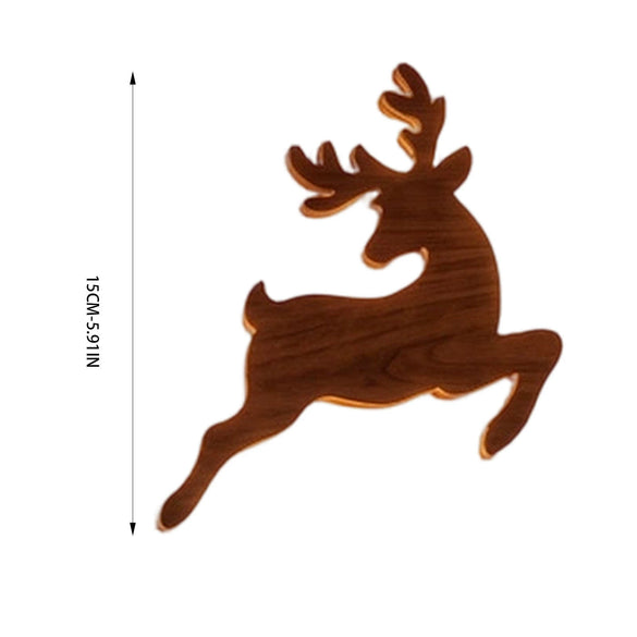 Boxwood Illuminated Wall Hanging Decoration With Reindeer Sleigh Silhouette Printed Festive Lightup Holiday Pendant
