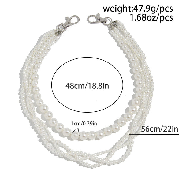 Boys Jeans Accessories Hiphop Winding Imitation Pearl Pants Chain With Buttons And Double Circle Belt Loops