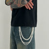 Boys Jeans Accessories Hiphop Winding Imitation Pearl Pants Chain With Buttons And Double Circle Belt Loops