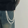 Boys Jeans Accessories Hiphop Winding Imitation Pearl Pants Chain With Buttons And Double Circle Belt Loops
