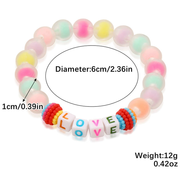 Bracelet Acrylic Heart And Flower Pattern Hand Beaded Polishing Style For Women