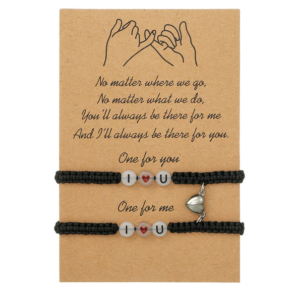 Bracelet Acrylic Heart Shape Handmade Luminous Love Heart Magnetic Buckle Friendship Couple Unisex