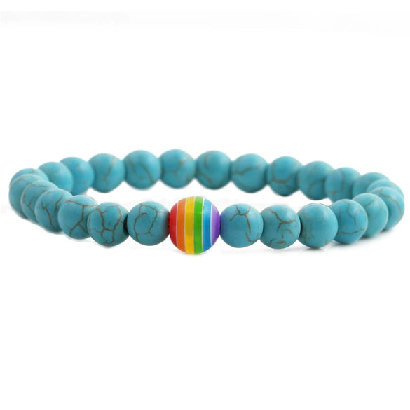 Bracelet Agate Geometric Electroplating Volcanic Stone Colorful Beads White Turquoise Tiger Eye Unisex