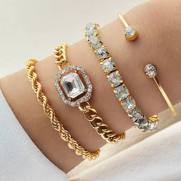 Bracelet Alloy Geometric Diamond Square