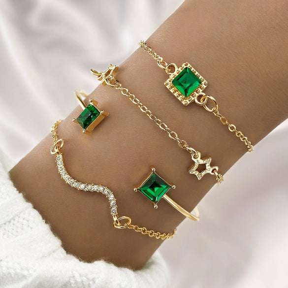 Bracelet Alloy Geometric Diamond Square