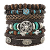 Bracelet Alloy Geometric Vintage Hand Knitting Unisex Sunflower Feather Cow's Head Multi Layer Elastic Rope Coconut Shell