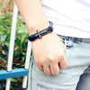 Bracelet Alloy Punk Style Geometric Laser Engraved Cowhide