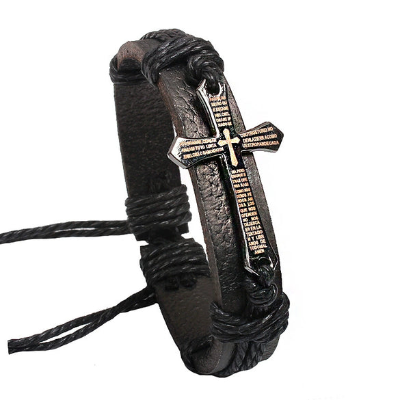 Bracelet Alloy Punk Style Geometric Laser Engraved Cowhide