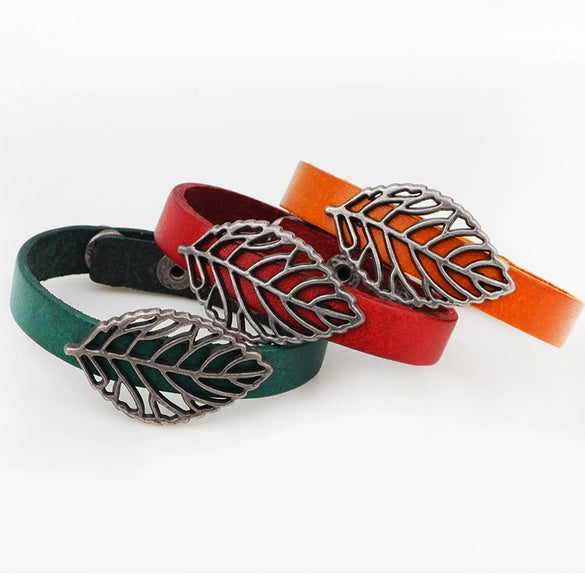 Bracelet Alloy Retro Hollow Leaf Wraparound Electroplating Styling