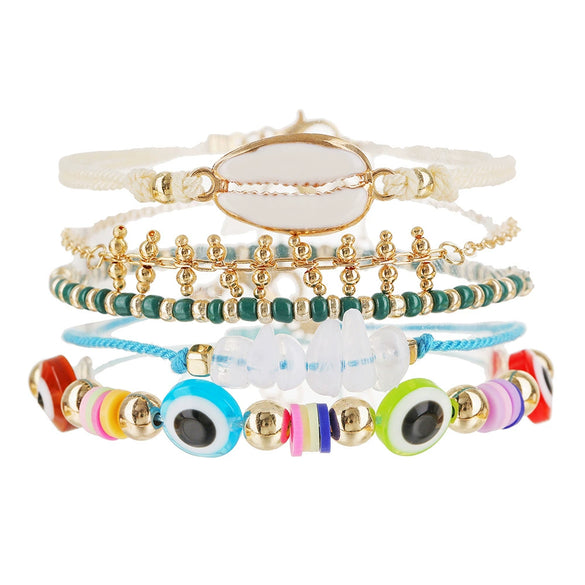 Bracelet Alloy Shell Rice Beads Geometric Handmade Unisex Women's