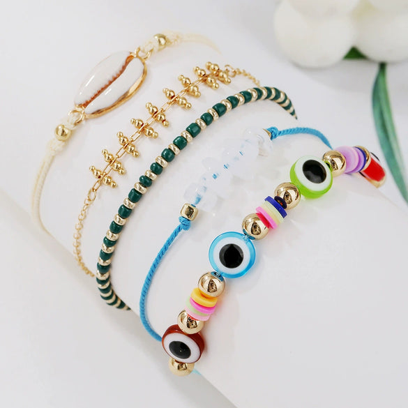 Bracelet Alloy Shell Rice Beads Geometric Handmade Unisex Women's