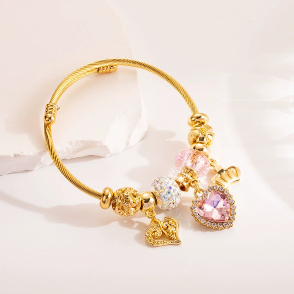 Bracelet Alloy Titanium Steel Animals Zodiac Heart Pendant For Women